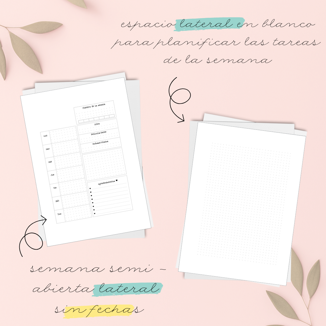 Planner “Mia Creativa 2026" – Semana semiabierta lateral sin fechas - Imagen 10