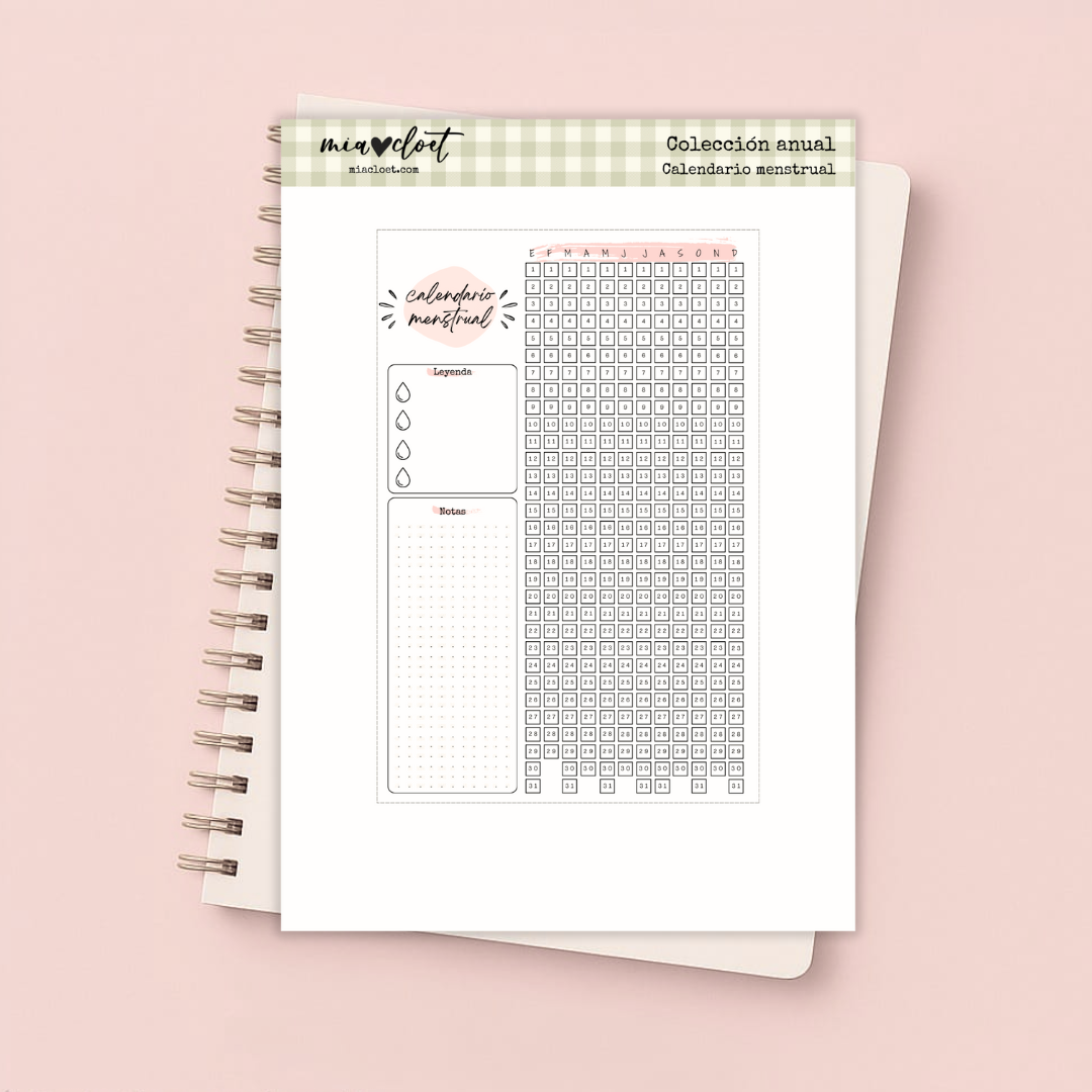 Calendario Menstrual - Descargable Colección Anual