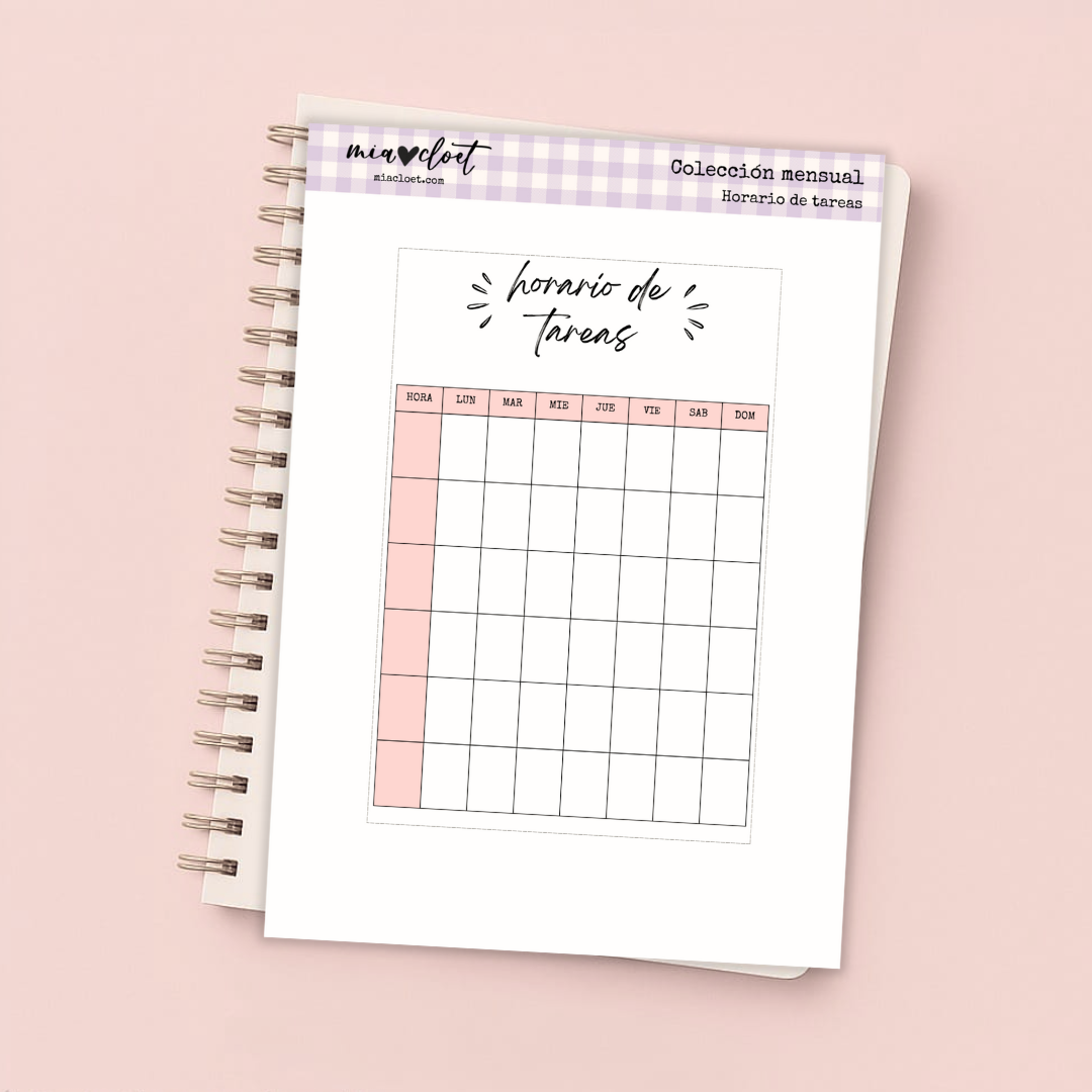 Horario de tareas - Descargable Colección Mensual