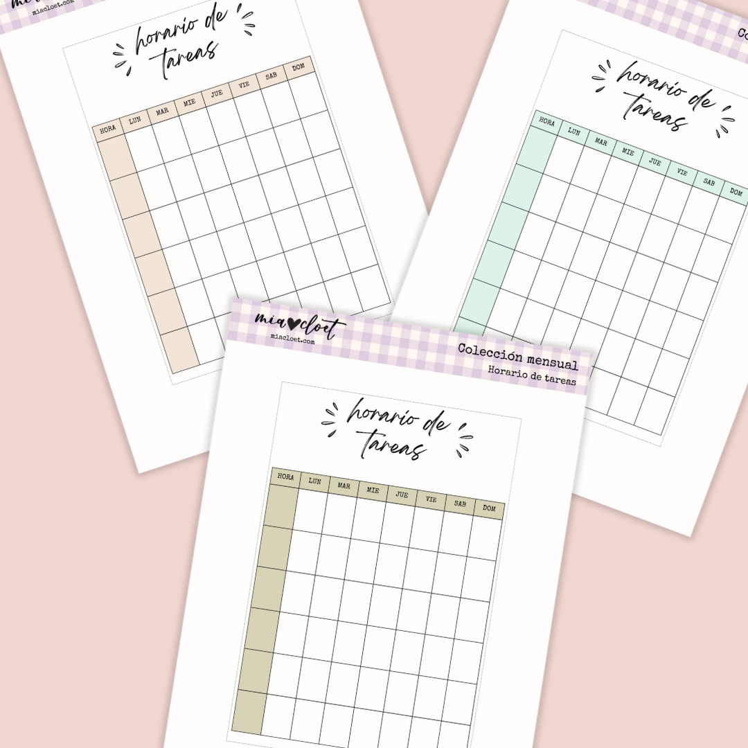 Horario de tareas - Descargable Colección Mensual - Imagen 3