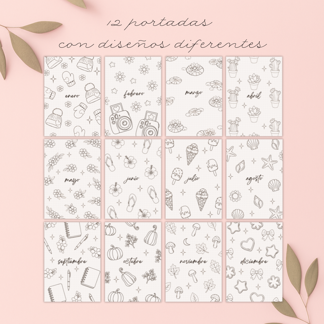 Portadas Meses Coloreables 2026 - Imagen 3